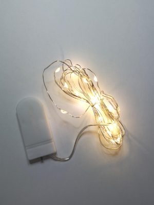 20 Warm-White Silver Wire LED Battery Timer Light-Indoor