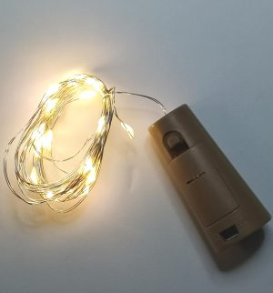 Bottle Cork Lights-Silver Wire 20 LED WW Battery Pack of 2